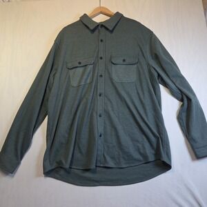 Goodfellow & Co XXL Green Button Front Shirt Jacket Shacket Stretch 2 Pocket